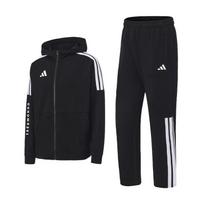 Adidas Taekwondo 3-Stripes Classic Retro Straight Leg Long Pants Hoodie Two-Piece Casual Sports Set Unisex sets CLTR02JTK-BW+CLTR02PTK-BW S