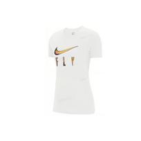 Nike Women's White Multicolor Swoosh Fly Graphic Short-Sleeve T-Shirt DN3049-100 L