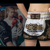 Children's Shorts - Traditional THAI - Boxing Kickboxing - Color White - Size 10-12 years S