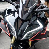 2x Motorcycle Winglet Side Spoiler Aerodynamic Wing Wind Fin with Red LED Light