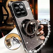 For Xiaomi 14T Pro Crystal Bracelet Glitter Mirror Holder Case for Xiaomi 14T 13T Pro 14C For POCO X7 X6 F6 Pro Shockproof Cover Mi 14T juoda