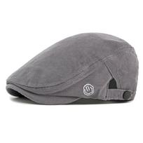 Corduroy Beret Men's British Vintage Progressive Cap Peaked Cap pilka