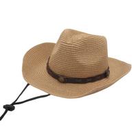 Spring And Summer Wax Rope Accessories Panama Straw Hat Western Cowboy Jazz Sunshade Sunscreen Warped Edge Bent Hat one size fits all cow grass