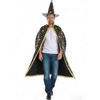 Adult Decoration Supplies Performance Costume Cloak Hat Witch Costume Robe One Size juoda