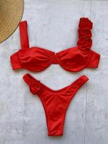 Push Up Bikini Dviejų dalių bikinio rinkinys Gėlėtas moteriškas maudymosi kostiumėlis Brazilijos bikini Seksualūs moteriški maudymosi kostiumėliai Maudymosi kostiumėliai Paplūdimio drabužiai S raudona