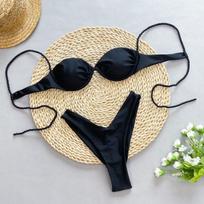 Push Up Bikini 2024 Seksualus moteriškas maudymosi kostiumėlis, moteriškas maudymosi kostiumėlis Seksualus bikinio rinkinys Brazilijos bikini maudymosi kostiumėlis Tvirtas blizgus paplūdimio drabužis S juoda