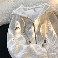 2025 American-Style Waffle Jacket - Trendy, Lazy Style with Japanese-Inspired Zipper Extra Large balta