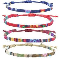 4Pcs/set Wax rope Bracelet Men's and women's handmade waterproof Surfer Beach Color Bracelet Adult youth Friendship bracelet