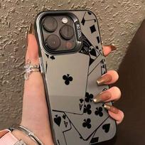 Poker Theme Playing Cards Phone Case for iPhone 12-17 Pro/Pro Max iPhone 17 Air beige