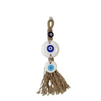 Evil Eye Wall Hanging, Boho Macrame Turkish Nazar Amulet, Handmade Cotton Tassel Home Decor, Protection Charm Ornament