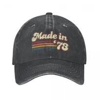 Vintage Made In 1973 50th Birthday Trucker Hat Merchandise Casual Distressed Washed Snapback Hat For Unisex Style Adjustable One Size gray