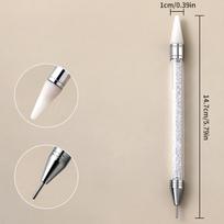 Dvigubos galvutės Nail Art Pen Nail Picker Wax Pen Gel UV Brush Pasidaryk pats manikiūras Nagų dailės įrankiai Silikoninės galvutės drožyba balta