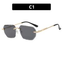 Rimless Luxury Sunglasses Diamond Cut Sun Shades For Man And Women Designer Brand Glasses Uv400 Frameless Eyewear  Trend