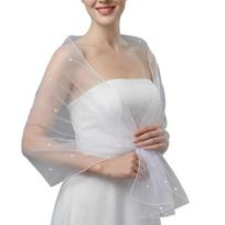 Seethrough Sheer Bridal Veils with Rhinestones Decors for Outdoor and Indoor Event Bride Shawl Wrap for Wedding Dresses 1