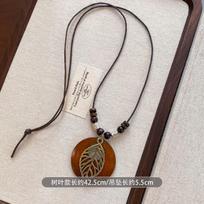 New Chinese Zen Ring Necklace for Women New Retro Chinese Style Long Pendant Sweater Chain Versatile Accessories 1Pcs