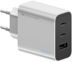 Cuktech 65 W GaN 2 x USB-C 1 x USB-A sieninis įkroviklis – pilkas