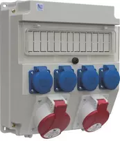 PawBol B.18.320-3-S plastikinė plokštė 13 mod +kištukiniai lizdai (4x16A/250V 1x32A/5P 1x16A/5P)