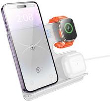„Hoco 3in1“ 15 W „MagSafe“ ir Apple suderinamas belaidis įkroviklis, laikrodžiui, 15 W, CQ19, sidabrinis