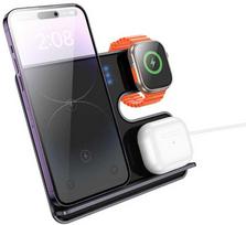 „Hoco 3in1“ 15 W indukcinis įkroviklis, suderinamas su „MagSafe“ ir „APPLE Watch CQ19“, pilkas