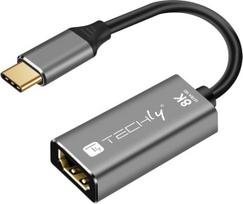Techly IADAP-USBC-HDMI8 USB graphics adapter 7680 x 4320 pixels Black, Silver