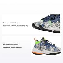 Li Ning Comfortable Versatile Non-Slip Shock Absorbing Wear-Resistant Mid-Top Basketball Shoes Kids Sneakers White Blue YKBS088-5 40 white