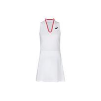 Asics Match Dress Solid V-Neck Tennis Knit Sleeveless Dress Women Dresses Off-White 2042A254-100 L white
