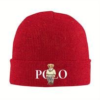 Kawaii meškiukai Vintažinės prabangios megztos kepurės Moteriškos vyriškos kepurės Beanie Rudens žiemos kepurė Akrilinės šiltos kepurės red