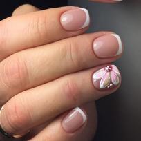24 Pcs French Tip Press On Nail Short Square False Nail Elegant Flowers Acrylic Nail Glossy Full Cover Stick on Nail 1