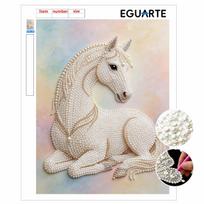 Majestic Horse Pearl Kit 5D DIY Round Rhinestone Art for Adults Relaxing Handmade Wall Decor Holiday Gift Frameless 30x40cm