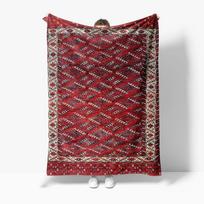 Red Moroccan Style Cotton Kilim Rug Vintage Turkish Area Rug for Living Room Bedroom Decor 75x90cm