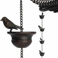 Gaeden Creative Birds ant puodelių Metalinis lietaus grandinės lietaus gaudytuvas, skirtas latako stogo apdailai Metalinis lietaus kanalizacijos grandinės lietvamzdis juoda