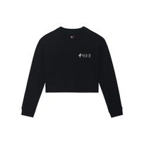 Li Ning Vital Essential Short Logo Print Round Neck Long Sleeve T-Shirt Women Tops Black AHSSB34-5 M