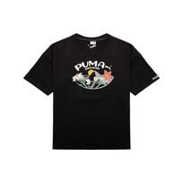 Puma Logo Letter Pattern Printed American Vintage Crew Neck Casual T-Shirt Women T-Shirt Black 536730-01 S black