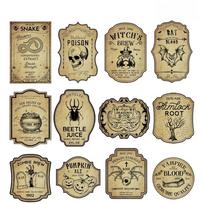 12PCS/Set Halloween Wine Labels Witch Bottle Stickers Horror Gothic Vintage Potion Decals Halloween Party Decor Party Supplies 12pcs