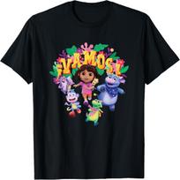 Dora the Explorer ¡Vamos! Group Shot Colorful Chest Logo T-Shirt S juoda