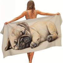 One Microfiber Beach Towel Featuring a Sleeping Pug Puppy. It'S Lightweight And Absorbent, Perfect for Yoga Swimming, The Beach W40*H60(CM)