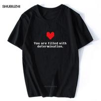 Tavo širdyje yra ryžto raidė T-shirt Undertale Juokingas žaidimo T-shirt Vyrams Medvilniniai Žaidėjų Drabužiai Aukštos Kokybės T-shirt S juoda