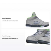 Air Jordan 5 Retro TD Green Bean 2022 Baby Sneakers Grey Silver Flint-Grey DQ3736-003 23.5