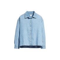 Levis Solid Color Loose Long Sleeve Shirt Women shirts Sky-Blue A7610-0000 XS