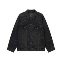 Levis SS25 Ripped Design Button Closure Denim Jacket Men outerwear Black 002X0-0000 M