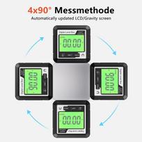 3in1 Magnetic Inclinator Digital Level and Angle Finder Versatile 4 * 90 degrees  Inclinometer LCD Display Dipmeter Black & White