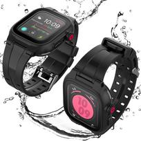 Atsparus vandeniui ir įbrėžimams apsauginis dėklas Apple Watch 41/42/44/45mm, apsauga iki 3m gylio iwatch 4/5/6/SE 44mm juoda