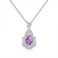 Natural colored treasure spar pendant s925 sterling silver court style necklace women's premium design clavicle chain 925 silver