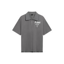 Lining Letter Print Zip-Up Polo T-Shirt Men Tops Lead-Grey AHST629-4 3XL gray