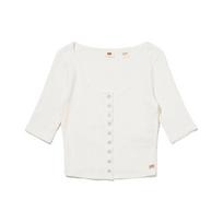 Levis Solid Color Round Neck Short Sleeve Knitted Cardigan Women cardigans White A4769-0001 S