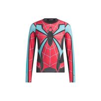 Adidas Geometric Pattern Compression Spider-Man Print Color Block Round Neck Long Sleeve T-Shirt Men Tops Black Red IP4533 XS black
