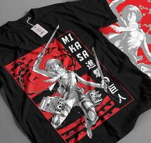 Mikasa T-shirt Attack on Titan Shirt Shingeki No Kyojin Horror Anime Gift 229 S red