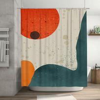 Abstract Orange and Teal Waterproof Shower Curtain Heat Resistant Machine Washable Non-Transparent 180x180cm 90X180cm(35x70in)