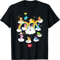 Care Bears V formos iškirptės gobtuvėlio marškinėliai - Juodi, Suaugusiems, Klasikinio kirpimo, Trumpomis rankovėmis S juoda