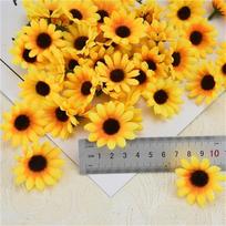200 Pcs Yellow Artificial Flower Heads Mini Fake Sunflower Craft Floral Embellishments for Wreaths Wedding Home Decor 200pcs geltona
